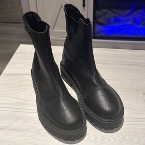 Areezo Sleek Black Women's Combat Boots